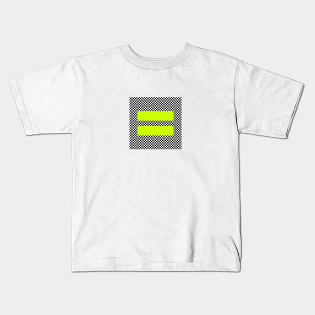 Checkerboard Equality neon yellow Kids T-Shirt by silversurfer2000